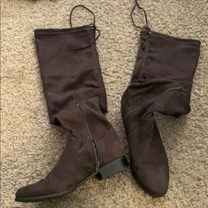 Suede brown knee high boots